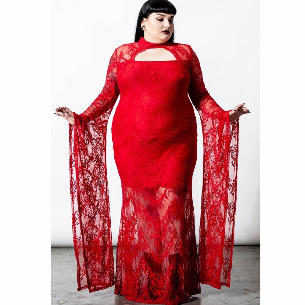 Phenomena Lace dress in scarlet by Killstar